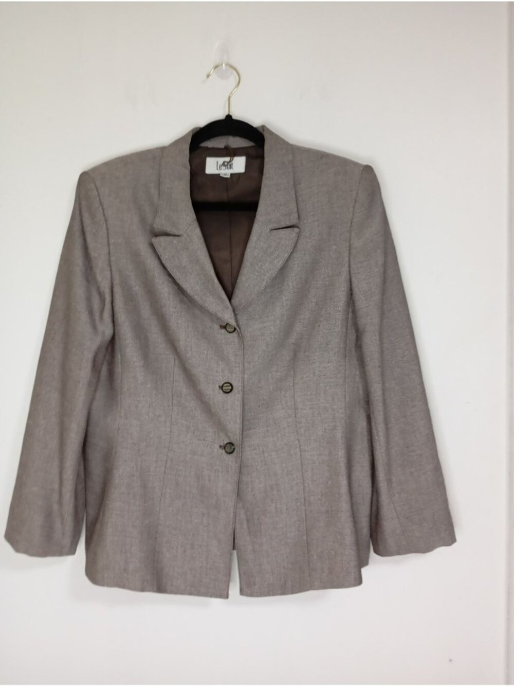 Le Suit  Dress Blazer Jacket Size 14 Womens Brown Made In Vietnam